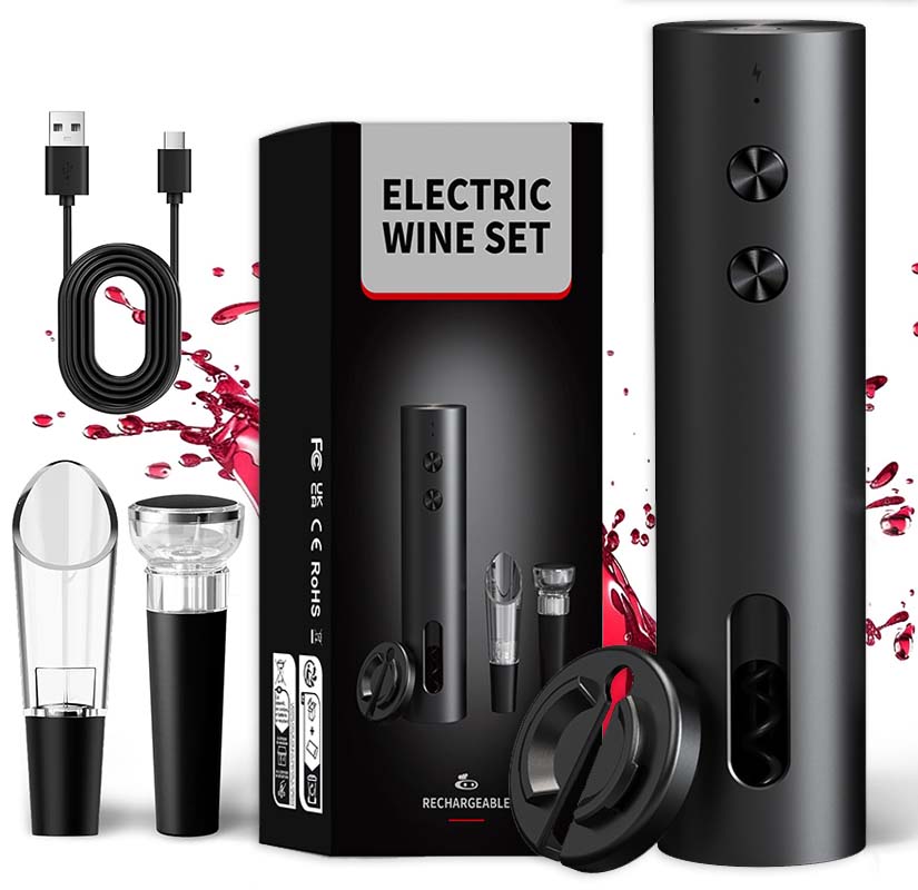 Wine Beer Opener - Set Apribottiglie Elettrico 4-in-1 Ricaricabile USB,