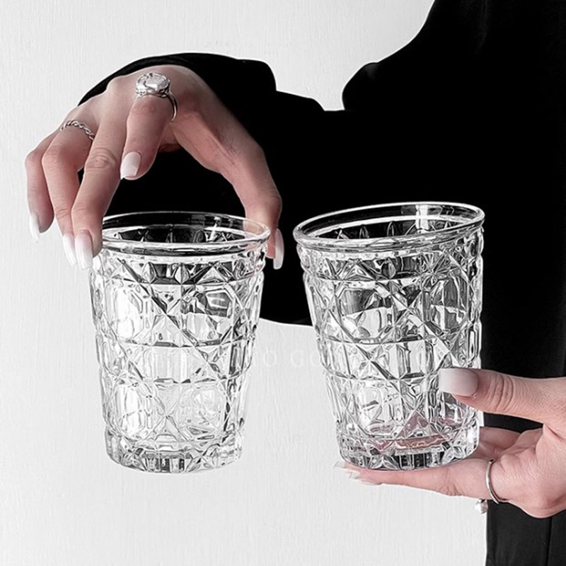 Wine Beer Coffee Drink - 2 pz 310ml Vintage Diamond Patterned