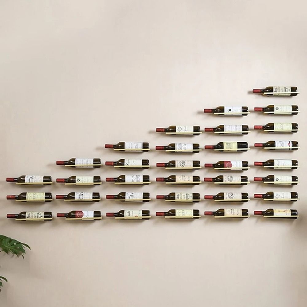 Wine Rack Wall Mount - Portabottiglie da Parete in Metallo Nero/Oro,