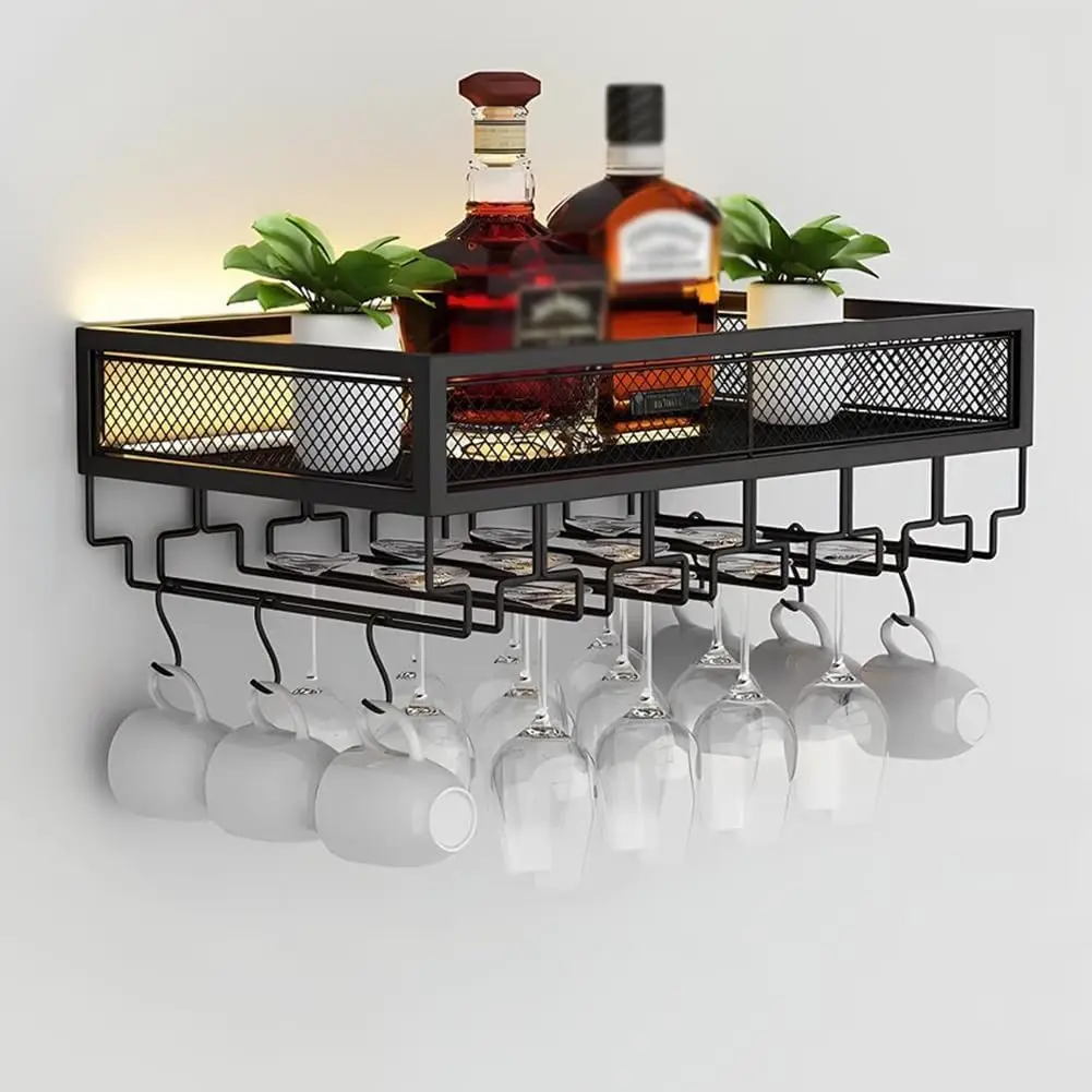 Wine Rack Wall Mount - Portabottiglie da Parete con Luci LED